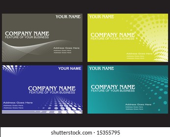 visiting cards set with wave halftone element, illustration