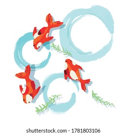 Visiting the summer with a goldfish illustration