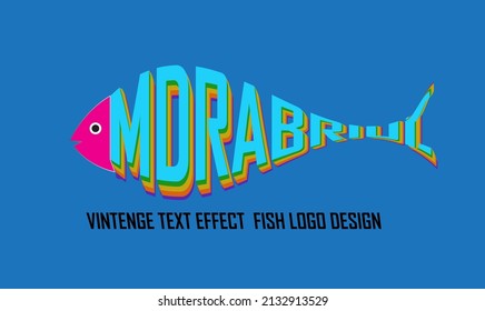 VISITING TEXT EFFECT FISH LOGO DESIGN 