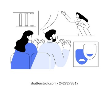 Visiting theater isolated cartoon vector illustrations. Group of people applaud at the theater, social event, watch the drama play, classical music, opera and ballet production vector cartoon.