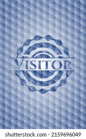 Visitor blue polygonal emblem. Vector Illustration. Detailed. 