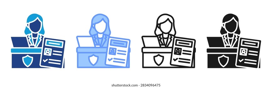 Visitor Check In icon set multiple style collection