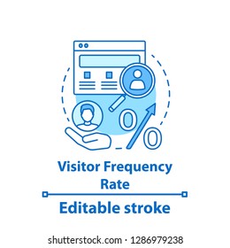 Visitor frequency rate concept icon. Social media analytics. SMM measurement, metrics. Website traffic statistics idea thin line illustration. Conversion rate. Vector outline drawing. Editable stroke