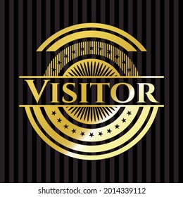 Insignia de oro para visitantes. Ilustración vectorial. Detallado. 