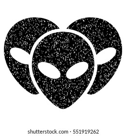 Visitor Heads grainy textured icon for overlay watermark stamps. Flat symbol with dust texture. Dotted vector black ink rubber seal stamp with grunge design on a white background.