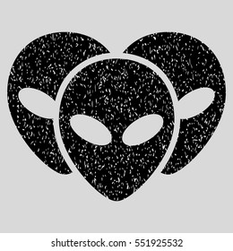 Visitor Heads grainy textured icon for overlay watermark stamps. Flat symbol with dust texture. Dotted vector black ink rubber seal stamp with grunge design on a light gray background.