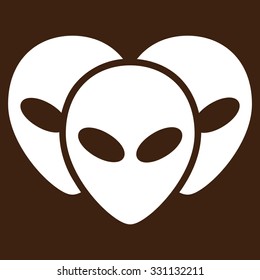 Visitor Heads vector icon. Style is flat white symbol, rounded angles, brown background.