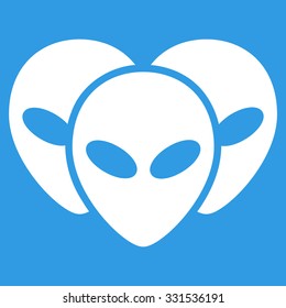 Visitor Heads vector icon. Style is flat white symbol, rounded angles, blue background.