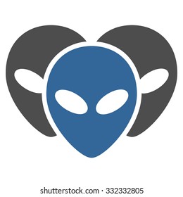 Visitor Heads vector icon. Style is flat bicolor cobalt and gray symbol, rounded angles, white background.