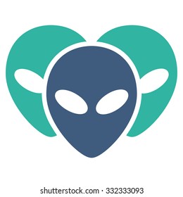Visitor Heads vector icon. Style is flat bicolor cobalt and cyan symbol, rounded angles, white background.