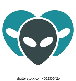 Visitor Heads vector icon. Style is flat bicolor soft blue symbol, rounded angles, white background.