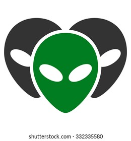 Visitor Heads vector icon. Style is flat bicolor green and gray symbol, rounded angles, white background.