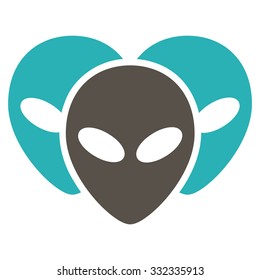 Visitor Heads vector icon. Style is flat bicolor grey and cyan symbol, rounded angles, white background.