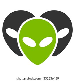 Visitor Heads vector icon. Style is flat bicolor eco green and gray symbol, rounded angles, white background.