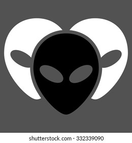 Visitor Heads vector icon. Style is flat bicolor black and white symbol, rounded angles, gray background.