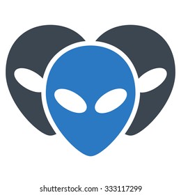 Visitor Heads vector icon. Style is flat bicolor smooth blue symbol, rounded angles, white background.