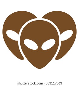 Visitor Heads vector icon. Style is flat brown symbol, rounded angles, white background.