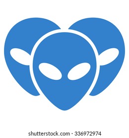 Visitor Heads vector icon. Style is flat cobalt symbol, rounded angles, white background.