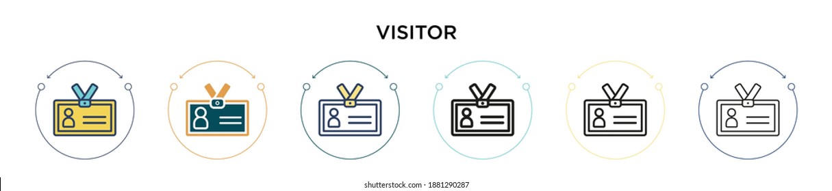 Icono de visitante en estilo relleno, delgado, contorno y trazo. Ilustración vectorial de dos diseños de iconos vectoriales de visitantes de color y negro se pueden utilizar para móviles, ui, web