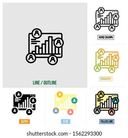  visitor icon in six different styles, based on outline style, seo icon set, vector