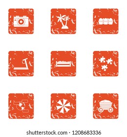 Visitor icons set. Grunge set of 9 visitor vector icons for web isolated on white background