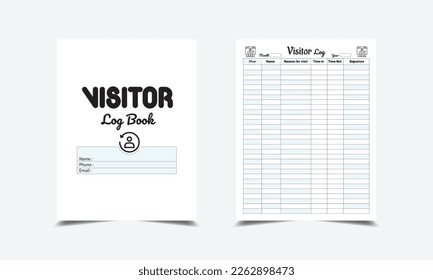 Visitor Log Book kdp interior. Visitor timing tracker log book template. Visitor logbook planner