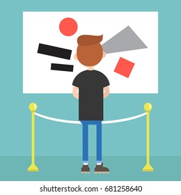 Visitor In A Modern Art Gallery / Flat Editable Vector Illustration, Clip Art