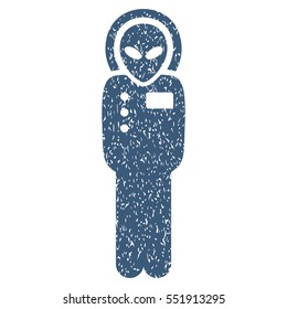 Visitor Skafandr grainy textured icon for overlay watermark stamps. Flat symbol with scratched texture. Dotted vector blue ink rubber seal stamp with grunge design on a white background.