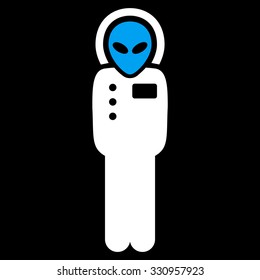 Visitor Skafandr vector icon. Style is flat bicolor blue and white symbol, rounded angles, black background.
