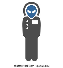 Visitor Skafandr vector icon. Style is flat bicolor cobalt and gray symbol, rounded angles, white background.