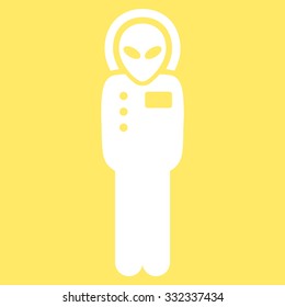 Visitor Skafandr vector icon. Style is flat white symbol, rounded angles, yellow background.