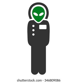 Visitor Skafandr vector icon. Style is flat bicolor green and gray symbol, rounded angles, white background.