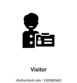 Visitor icon  vector isolated on white background, logo concept of Visitor  sign on transparent background, filled black symbol