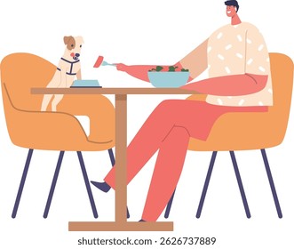 Visitors at pet-friendly cafe vector illustration