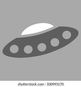 Visitors Spaceship vector icon. Style is flat bicolor dark gray and white symbol, rounded angles, silver background.