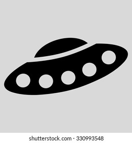 Visitors Spaceship vector icon. Style is flat black symbol, rounded angles, light gray background.