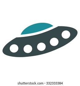Visitors Spaceship vector icon. Style is flat bicolor soft blue symbol, rounded angles, white background.