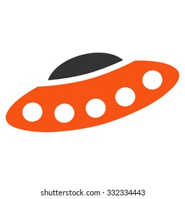 Visitors Spaceship vector icon. Style is flat bicolor orange and gray symbol, rounded angles, white background.