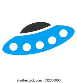 Visitors Spaceship vector icon. Style is flat bicolor blue and gray symbol, rounded angles, white background.