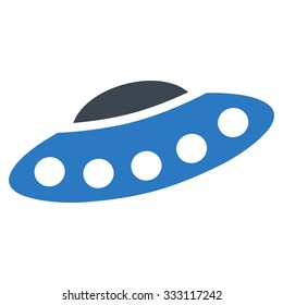 Visitors Spaceship vector icon. Style is flat bicolor smooth blue symbol, rounded angles, white background.