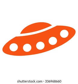 Visitors Spaceship vector icon. Style is flat orange symbol, rounded angles, white background.
