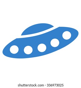 Visitors Spaceship vector icon. Style is flat cobalt symbol, rounded angles, white background.