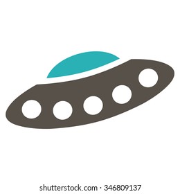 Visitors Spaceship vector icon. Style is flat bicolor grey and cyan symbol, rounded angles, white background.