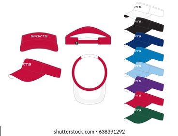 Visor Cap // front, back and side views with team wear colors