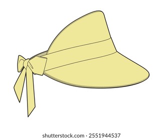 Visor cap for women technical flat sketch vector mockup template.