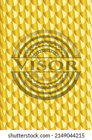 Visor gold badge. Scales pattern. Vector Illustration. Detailed. 