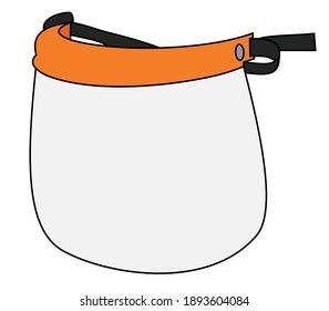 visor for the protection of medical workers with an orange detail isolated on a white background