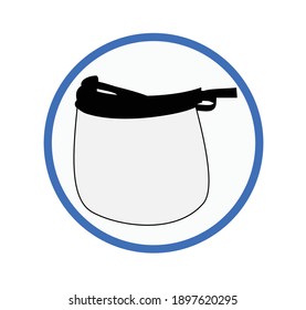 visor wearing sign isolated on white background. For safe contact with infected coronavirus.