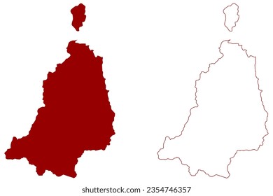 Visp District (Switzerland, Swiss Confederation, Canton of Valais or Wallis) map vector illustration, scribble sketch Bezirk Visp map