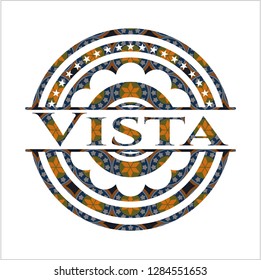 Vista arabic badge background. Arabesque decoration.